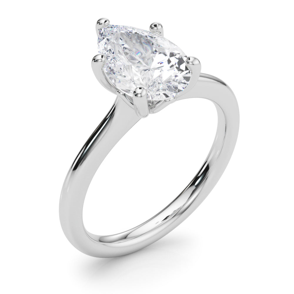 Luxe Solitaire Shape Pear Diamond Engagement Ring — 9K/18K Gold & Platinum