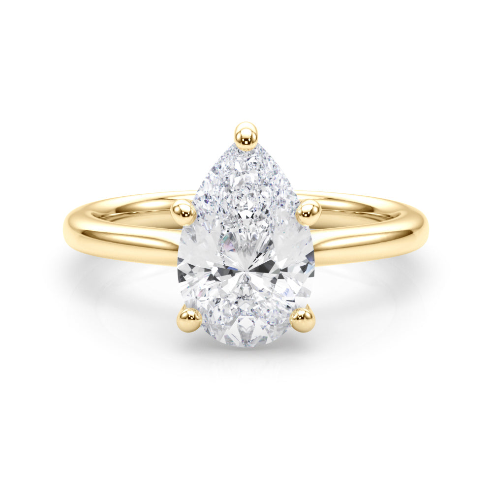 Luxe Solitaire Shape Pear Diamond Engagement Ring — 9K/18K Gold & Platinum