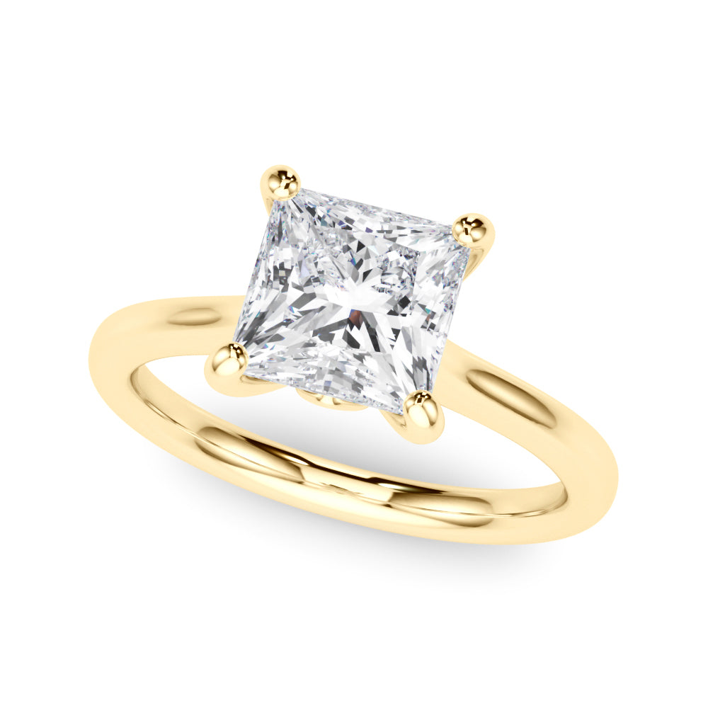 Lab-Grown D-VVS Princess Cut Diamond Solitaire Engagement Ring.