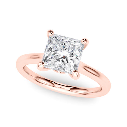 Lab-Grown D-VVS Princess Cut Diamond Solitaire Engagement Ring.