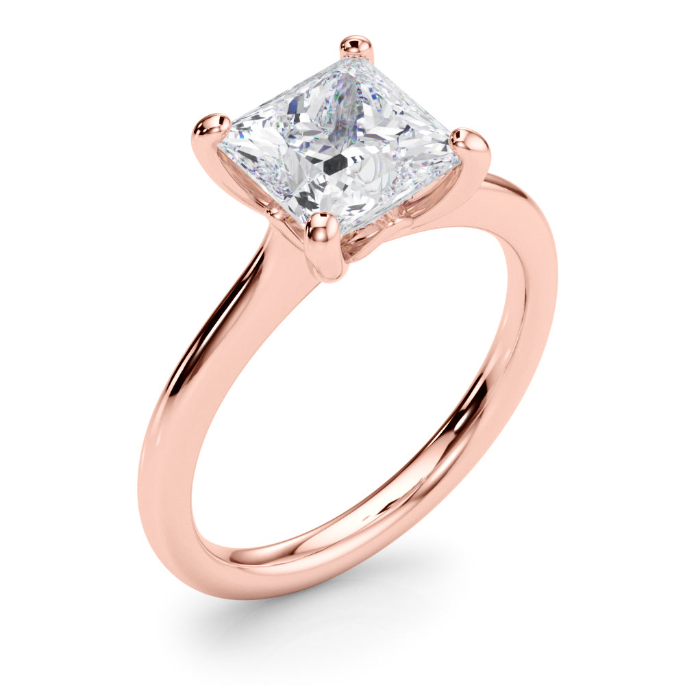 Lab-Grown D-VVS Princess Cut Diamond Solitaire Engagement Ring.