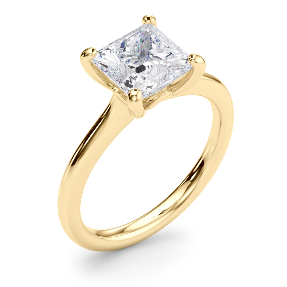 Refined Solitaire Cut Princess Diamond Engagement Ring — 9K/18K Gold & Platinum