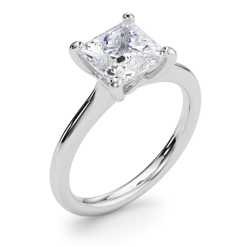 Refined Solitaire Cut Princess Diamond Engagement Ring — 9K/18K Gold & Platinum