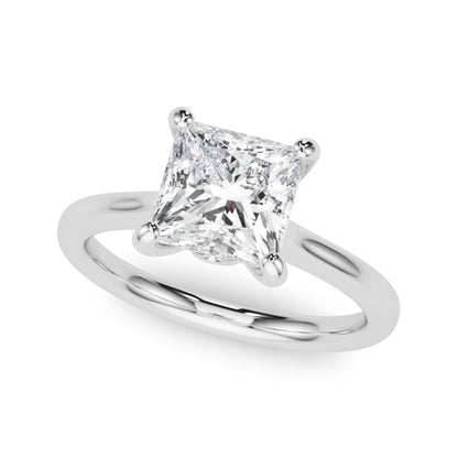 Lab-Grown D-VVS Princess Cut Diamond Solitaire Engagement Ring.