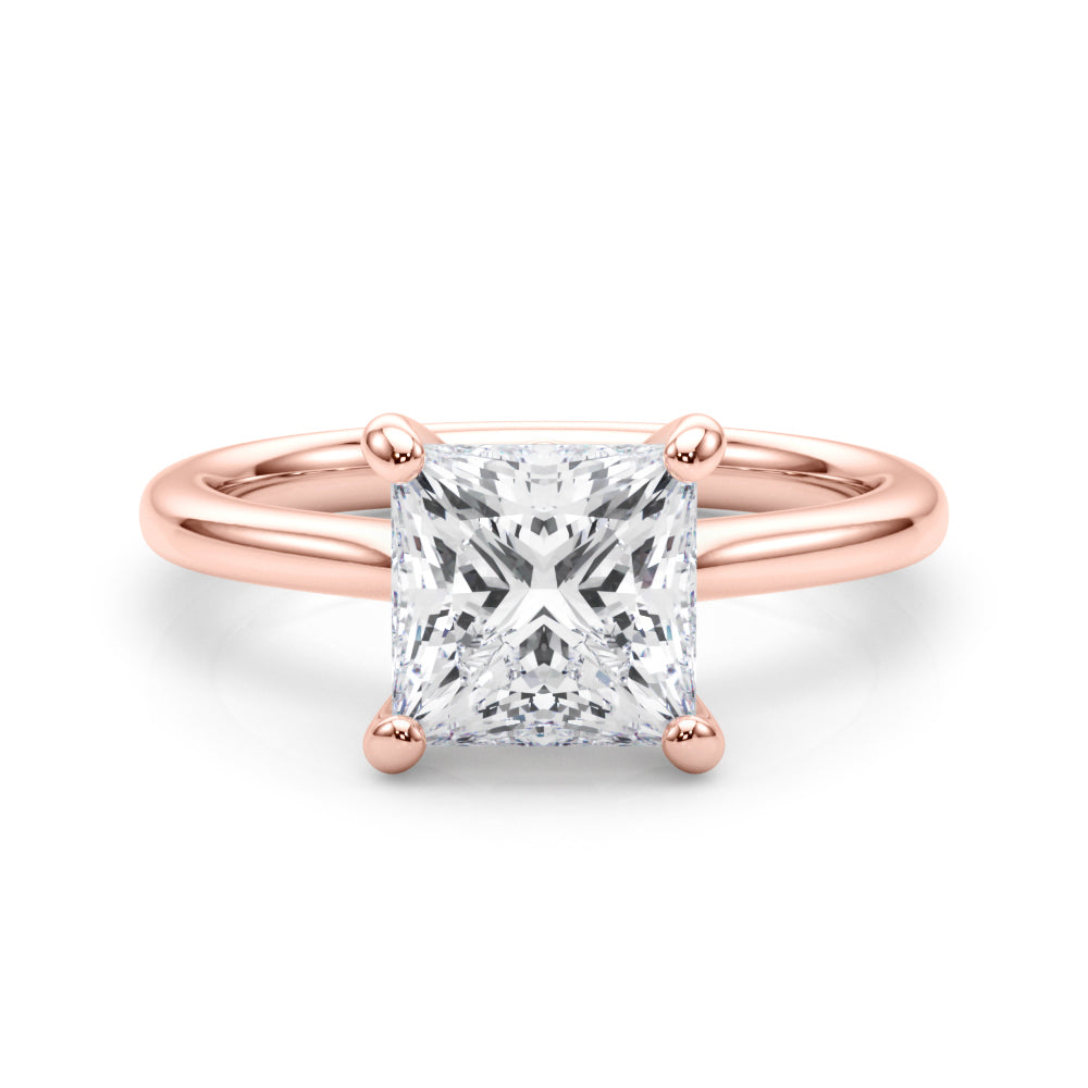 Lab-Grown D-VVS Princess Cut Diamond Solitaire Engagement Ring.