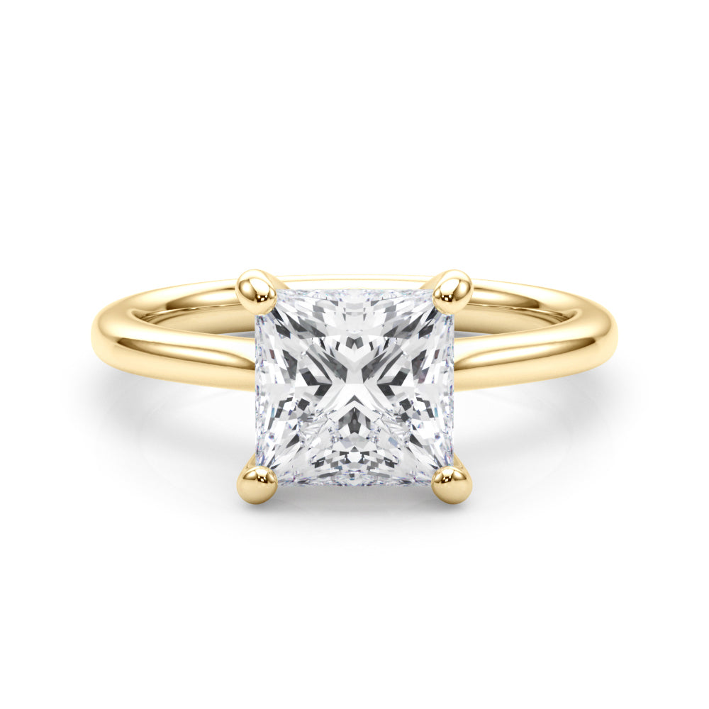 Refined Solitaire Cut Princess Diamond Engagement Ring — 9K/18K Gold & Platinum