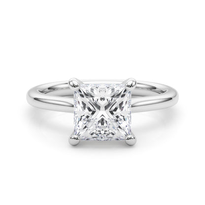 Lab-Grown D-VVS Princess Cut Diamond Solitaire Engagement Ring.