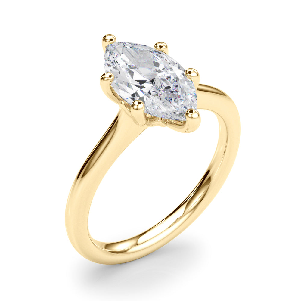 Lab-Grown Marquise Cut Diamond  Floral Six-Prong Solitaire Engagement Ring. 