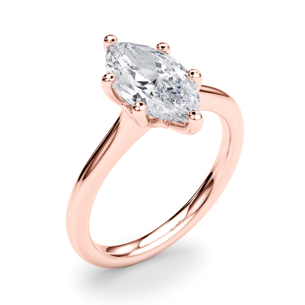 Lab-Grown Marquise Cut Diamond  Floral Six-Prong Solitaire Engagement Ring. 