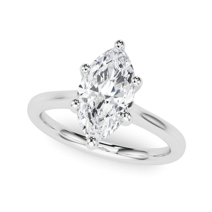 Lab-Grown Marquise Cut Diamond  Floral Six-Prong Solitaire Engagement Ring. 