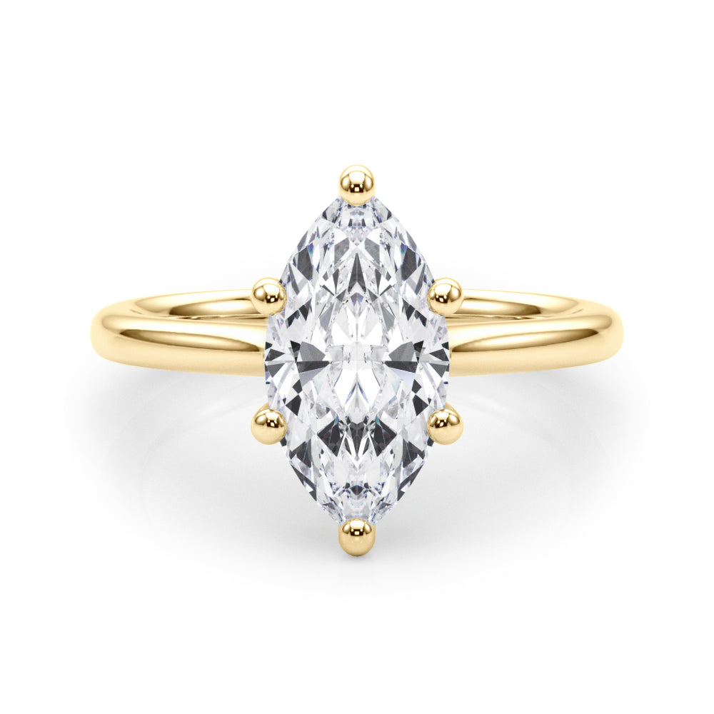 Lab-Grown Marquise Cut Diamond  Floral Six-Prong Solitaire Engagement Ring. 