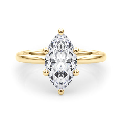 Lab-Grown Marquise Cut Diamond  Floral Six-Prong Solitaire Engagement Ring. 