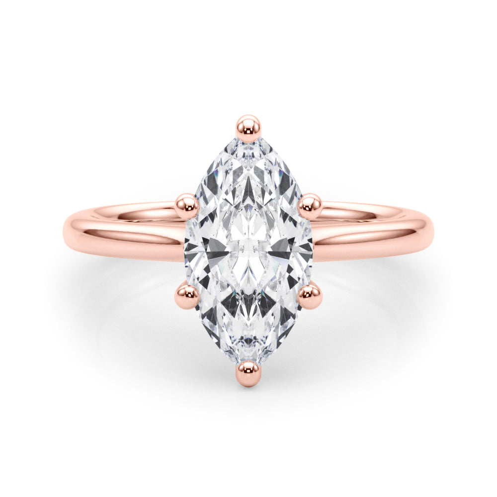 Lab-Grown Marquise Cut Diamond  Floral Six-Prong Solitaire Engagement Ring. 