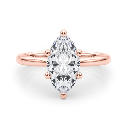 Lab-Grown Marquise Cut Diamond  Floral Six-Prong Solitaire Engagement Ring. 