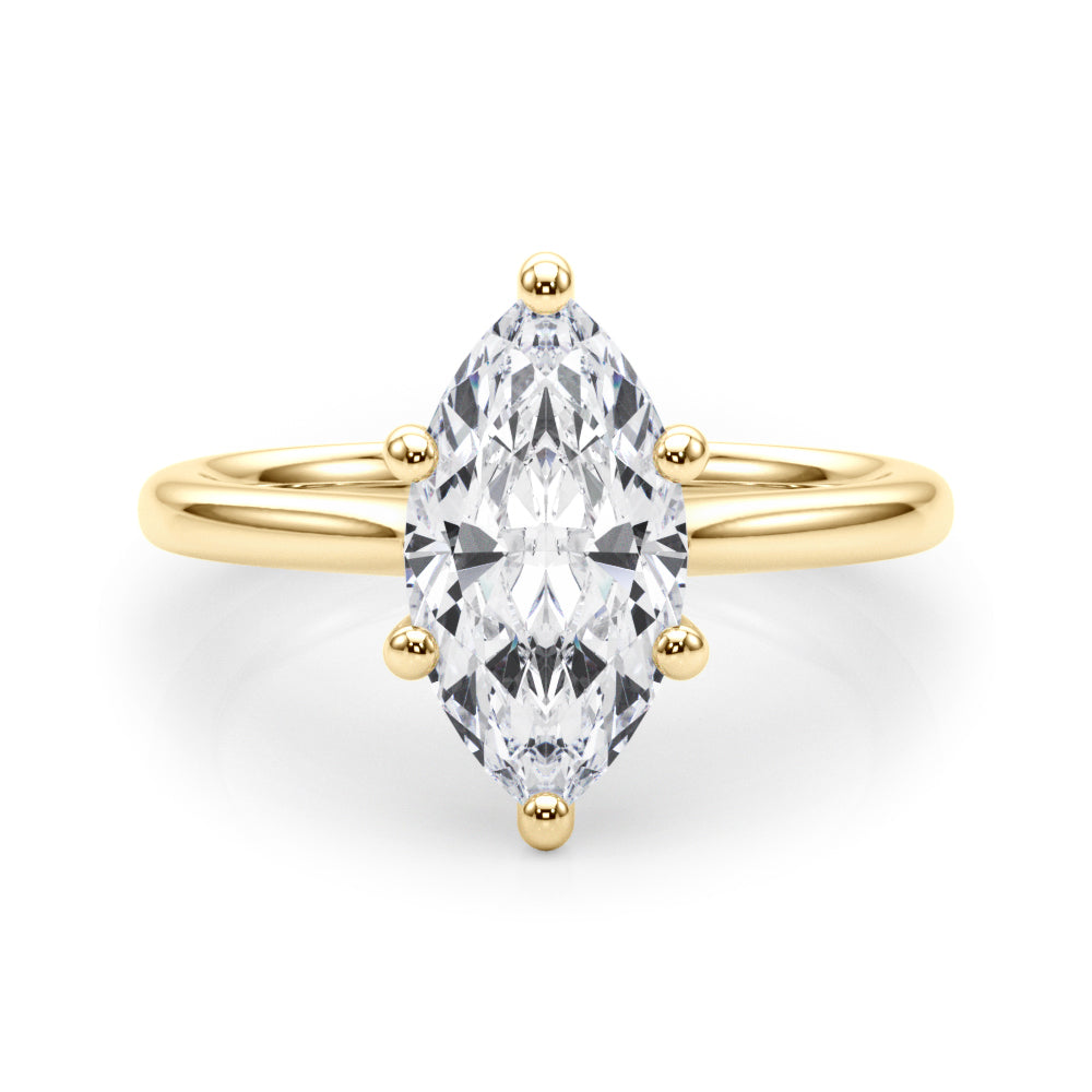 Iconic Solitaire Marquise Diamond Engagement Ring — 9K/18K Gold & Platinum