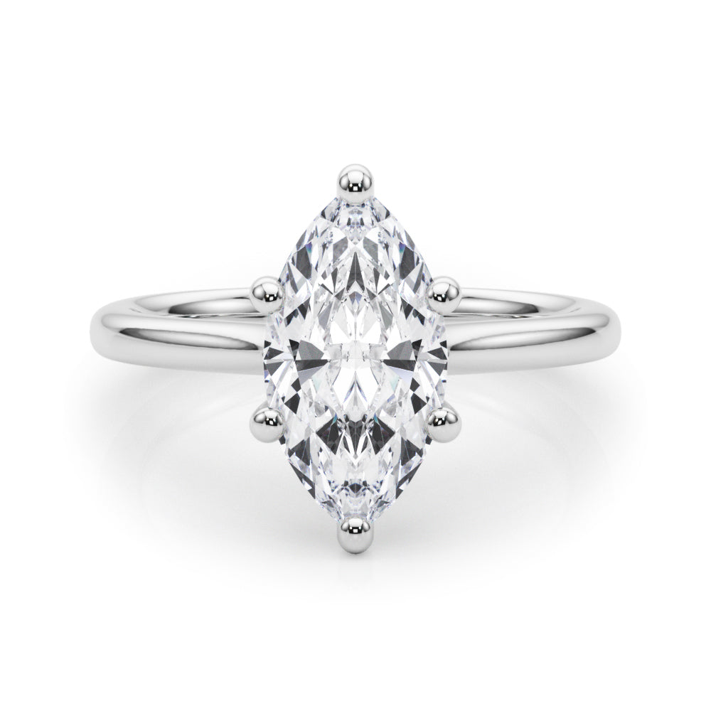 Lab-Grown Marquise Cut Diamond  Floral Six-Prong Solitaire Engagement Ring. 