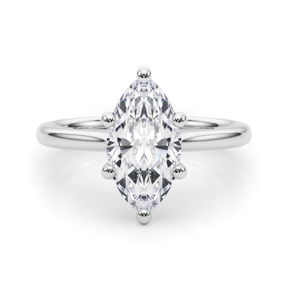 Lab-Grown Marquise Cut Diamond  Floral Six-Prong Solitaire Engagement Ring. 