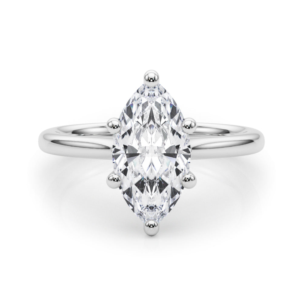 Lab-Grown Marquise Cut Diamond  Floral Six-Prong Solitaire Engagement Ring. 
