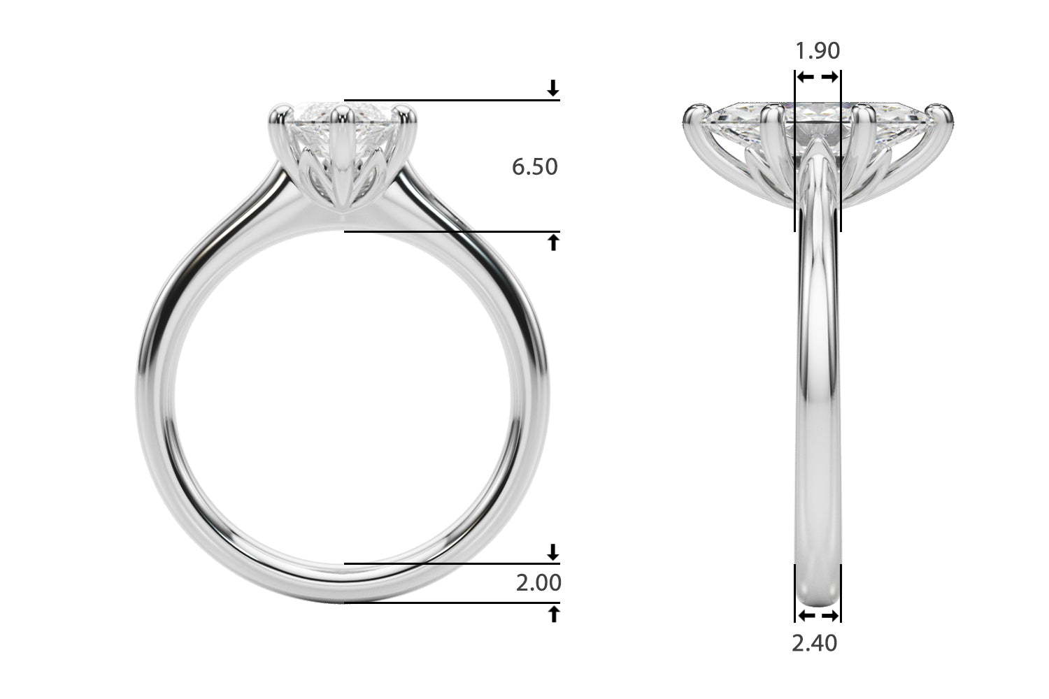 Iconic Solitaire Marquise Diamond Engagement Ring — 9K/18K Gold & Platinum