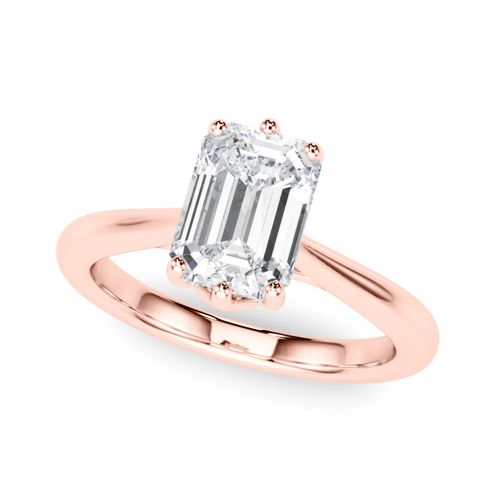 Signature Solitaire Cut Emerald Diamond Engagement Ring — 9K/18K Gold & Platinum