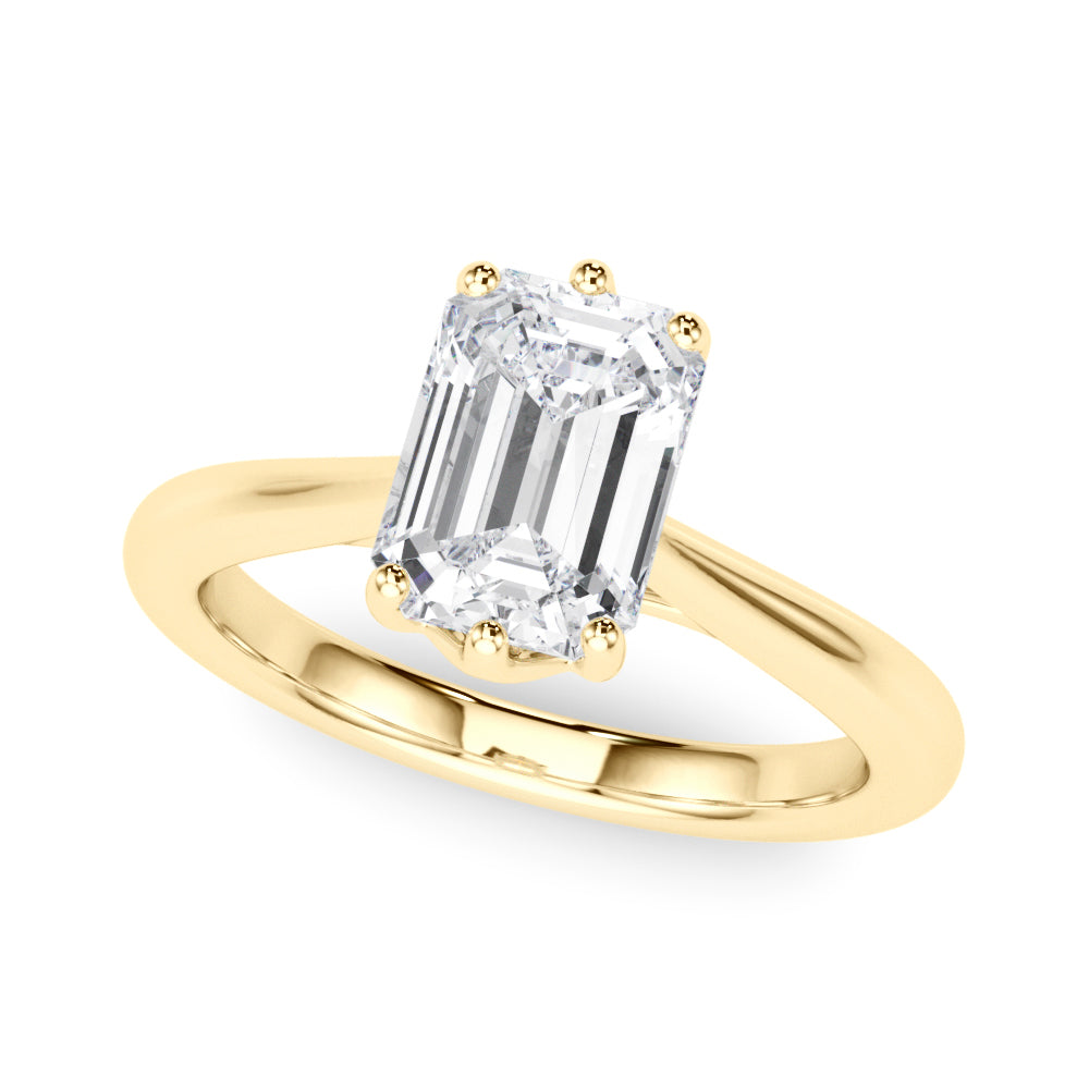 Signature Solitaire Cut Emerald Diamond Engagement Ring — 9K/18K Gold & Platinum