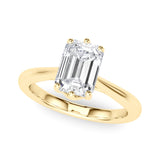 Signature Solitaire Cut Emerald Diamond Engagement Ring — 9K/18K Gold & Platinum