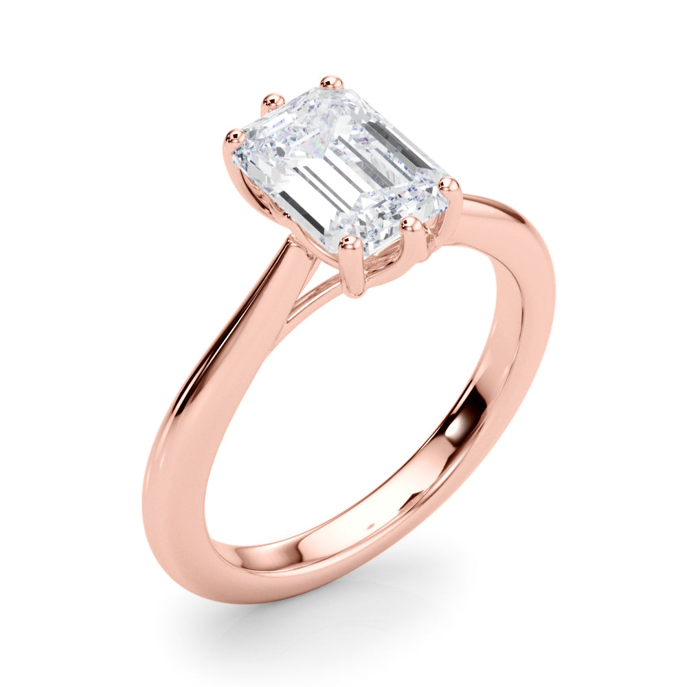 Signature Solitaire Cut Emerald Diamond Engagement Ring — 9K/18K Gold & Platinum
