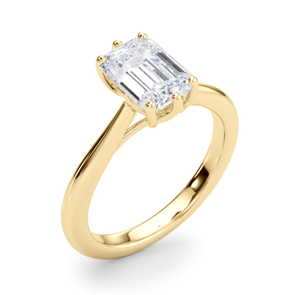 Signature Solitaire Cut Emerald Diamond Engagement Ring — 9K/18K Gold & Platinum