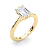 Signature Solitaire Cut Emerald Diamond Engagement Ring — 9K/18K Gold & Platinum