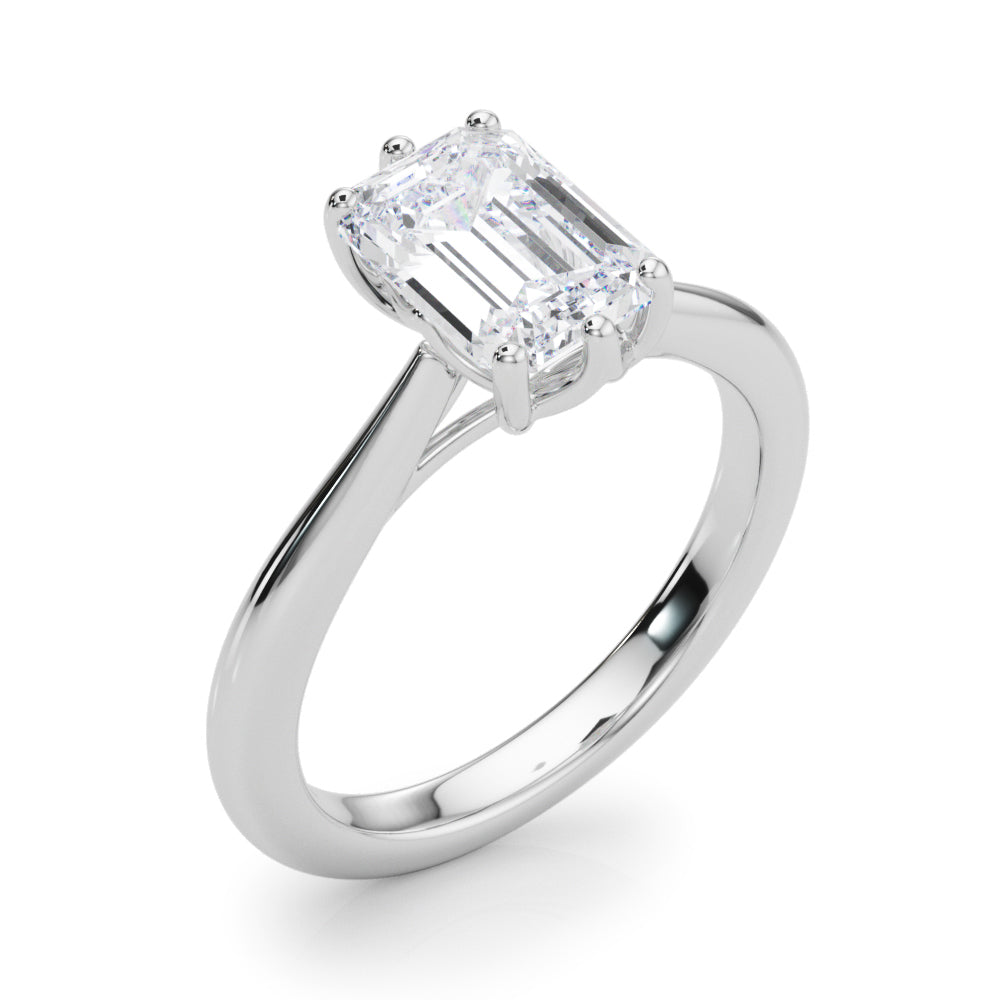 Signature Solitaire Cut Emerald Diamond Engagement Ring — 9K/18K Gold & Platinum