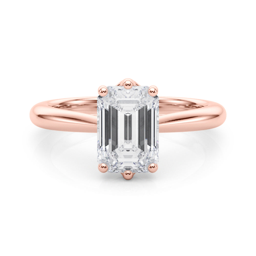 Signature Solitaire Cut Emerald Diamond Engagement Ring — 9K/18K Gold & Platinum