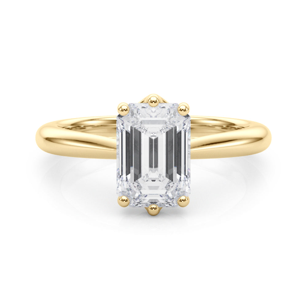 Signature Solitaire Cut Emerald Diamond Engagement Ring — 9K/18K Gold & Platinum