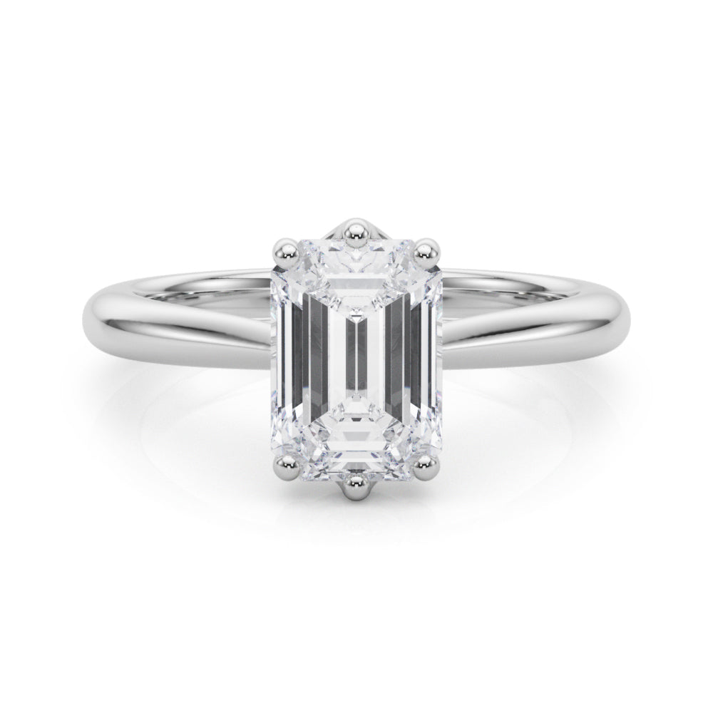 Signature Solitaire Cut Emerald Diamond Engagement Ring — 9K/18K Gold & Platinum