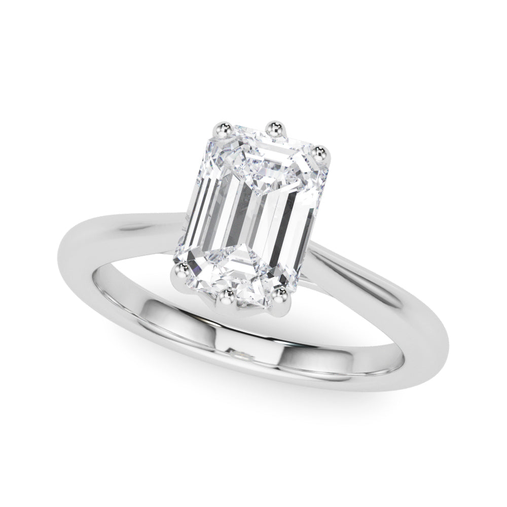 Signature Solitaire Cut Emerald Diamond Engagement Ring — 9K/18K Gold & Platinum