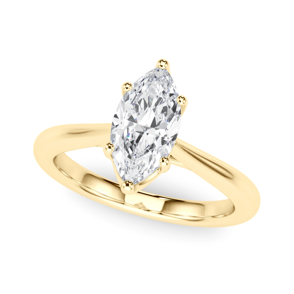 D-VVS Lab-Grown Marquise Cut Diamond Six Prong Solitaire Engagement Ring.