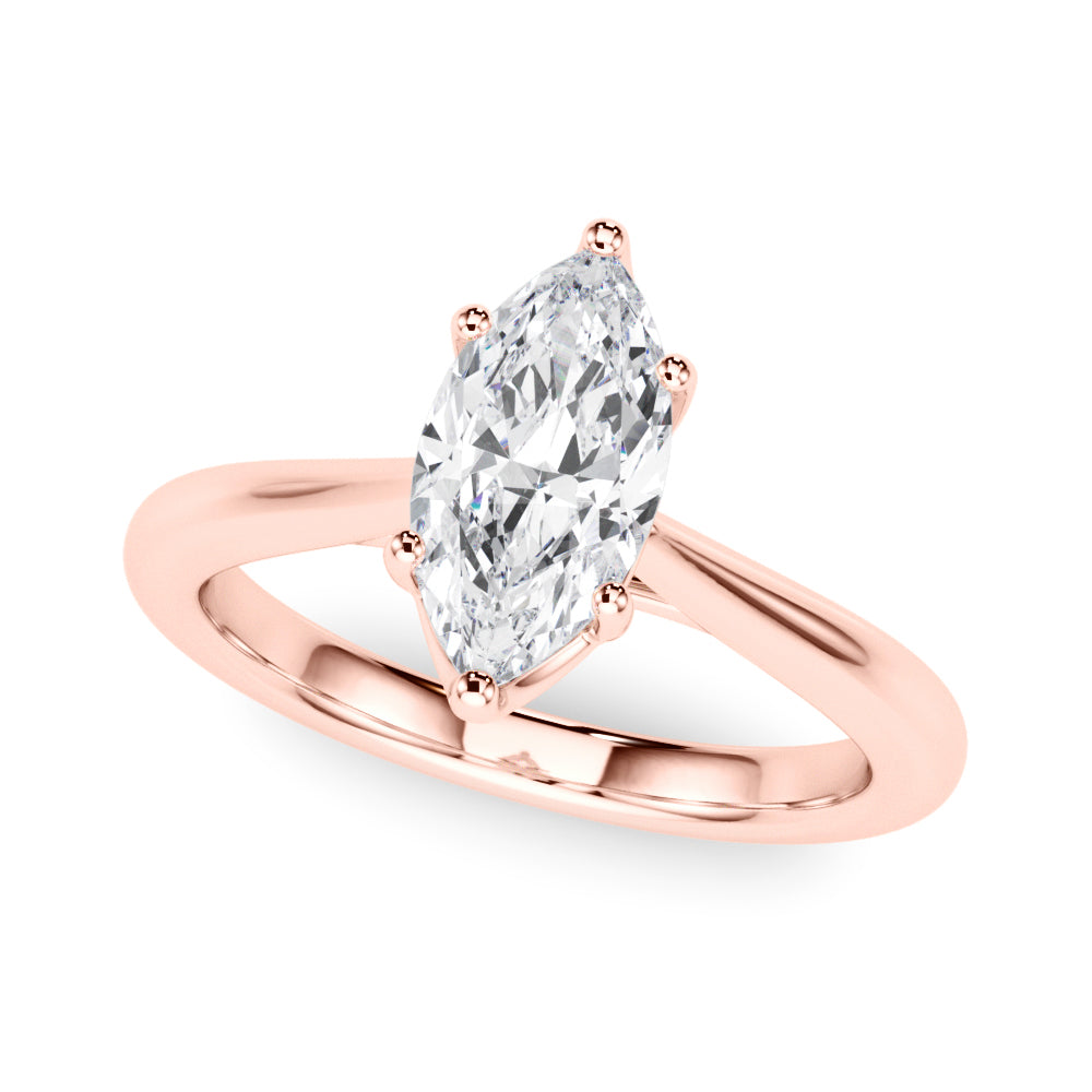 D-VVS Lab-Grown Marquise Cut Diamond Six Prong Solitaire Engagement Ring.