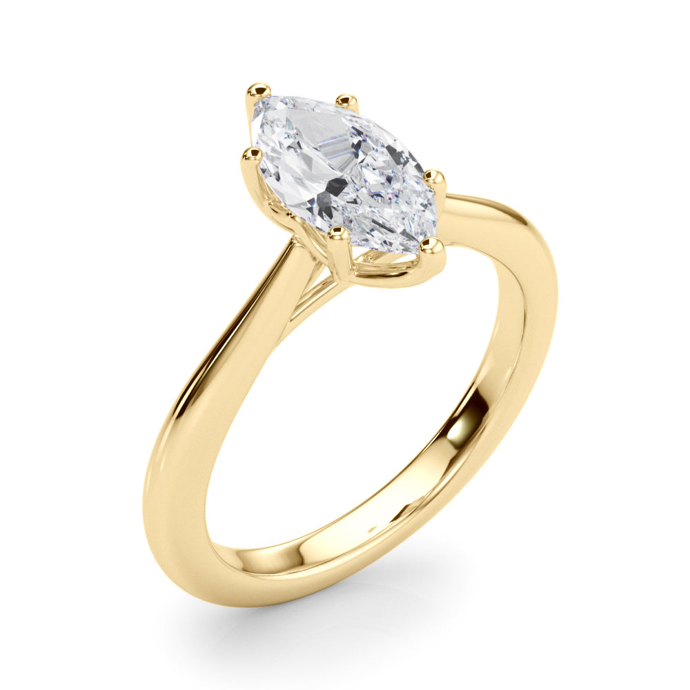 D-VVS Lab-Grown Marquise Cut Diamond Six Prong Solitaire Engagement Ring.