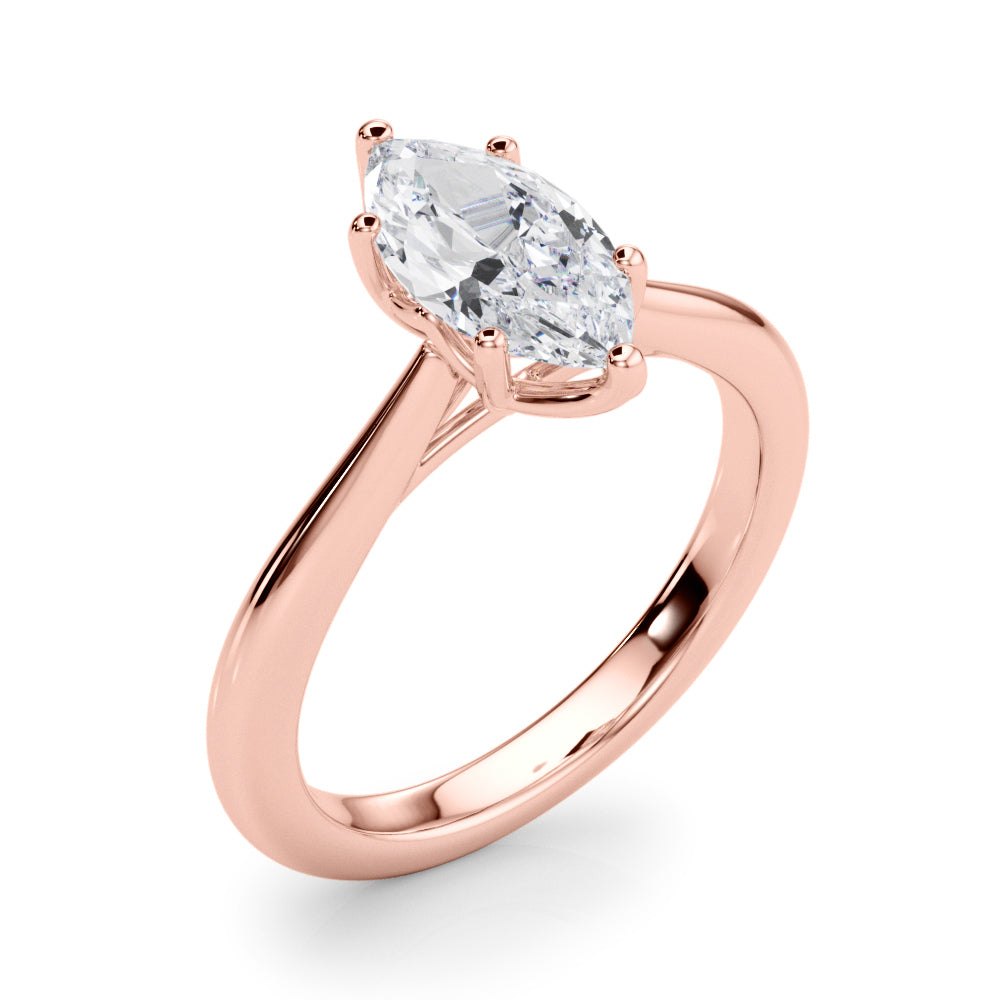 D-VVS Lab-Grown Marquise Cut Diamond Six Prong Solitaire Engagement Ring.