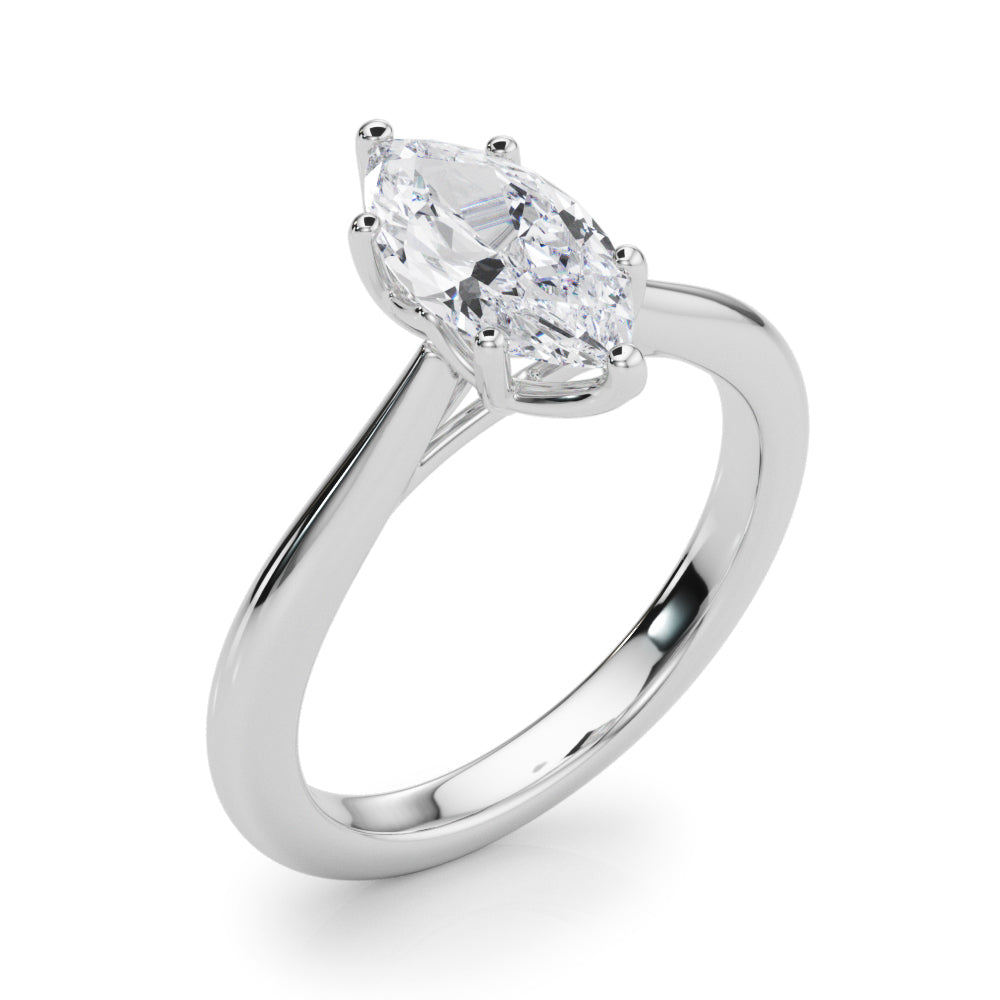 D-VVS Lab-Grown Marquise Cut Diamond Six Prong Solitaire Engagement Ring.