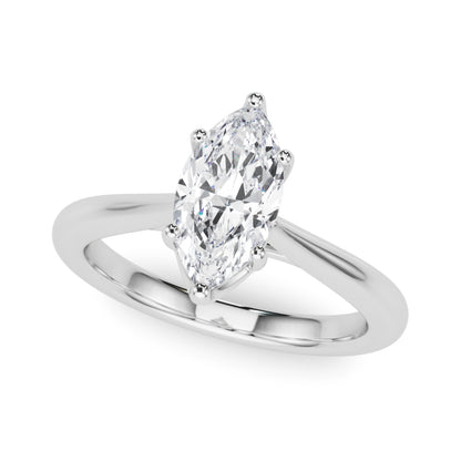 D-VVS Lab-Grown Marquise Cut Diamond Six Prong Solitaire Engagement Ring.