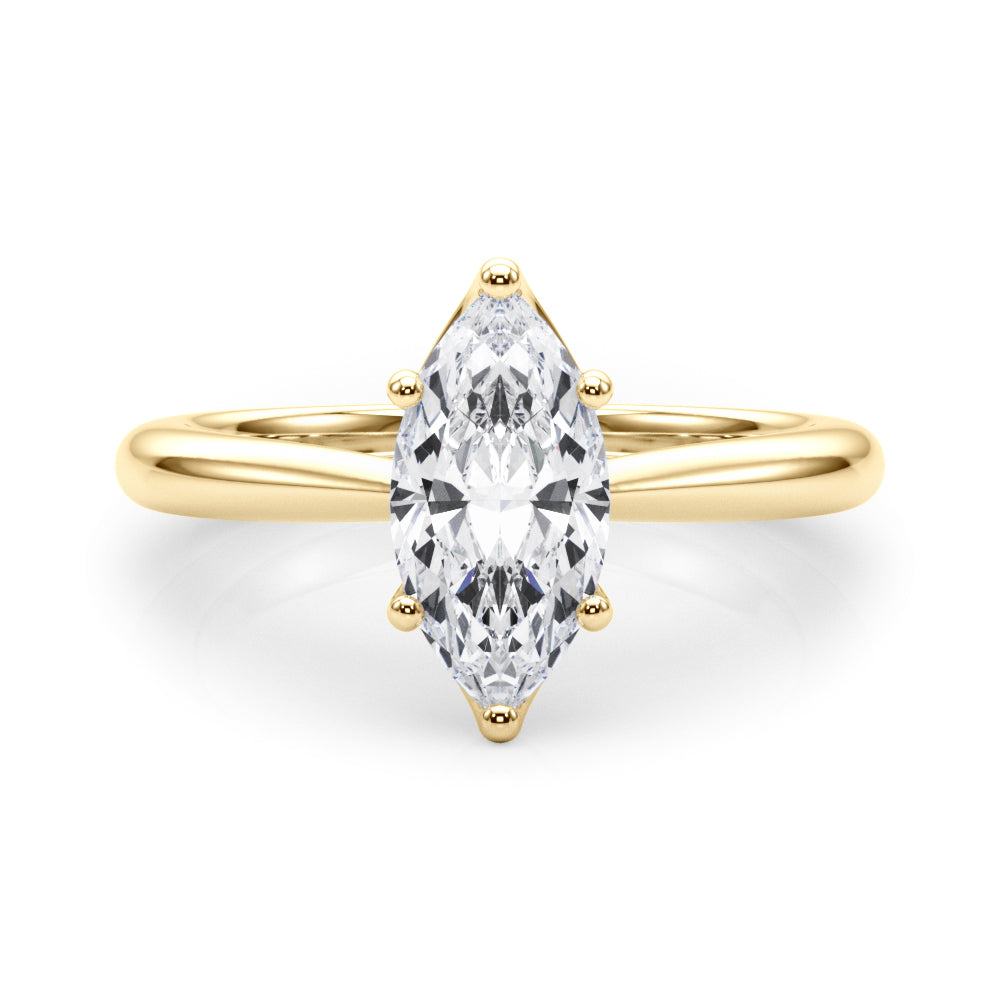 D-VVS Lab-Grown Marquise Cut Diamond Six Prong Solitaire Engagement Ring.