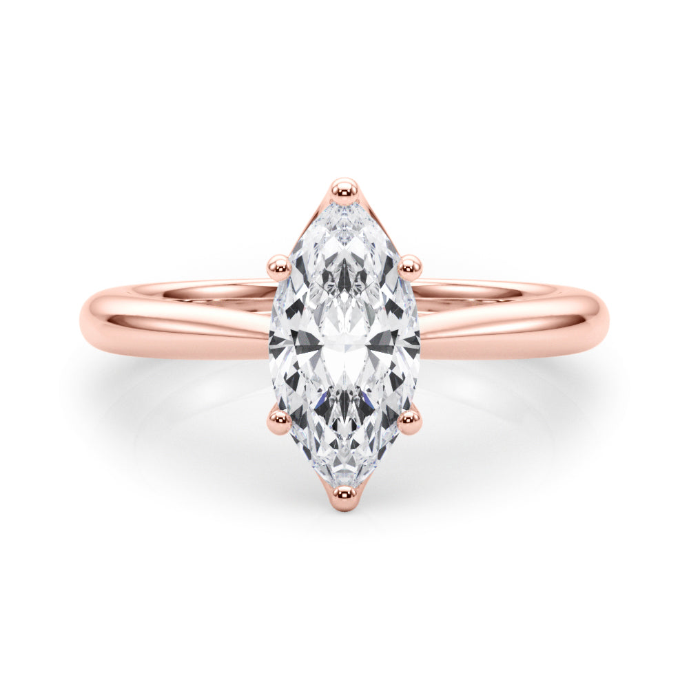 D-VVS Lab-Grown Marquise Cut Diamond Six Prong Solitaire Engagement Ring.