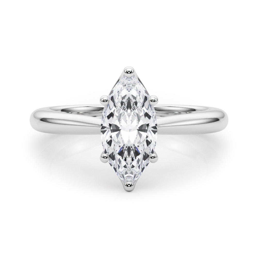 D-VVS Lab-Grown Marquise Cut Diamond Six Prong Solitaire Engagement Ring.