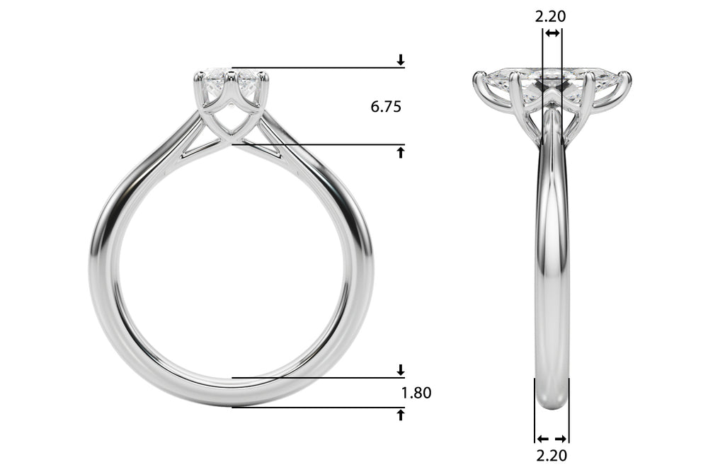 Artisan Solitaire Marquise Diamond Engagement Ring — 9K/18K Gold & Platinum