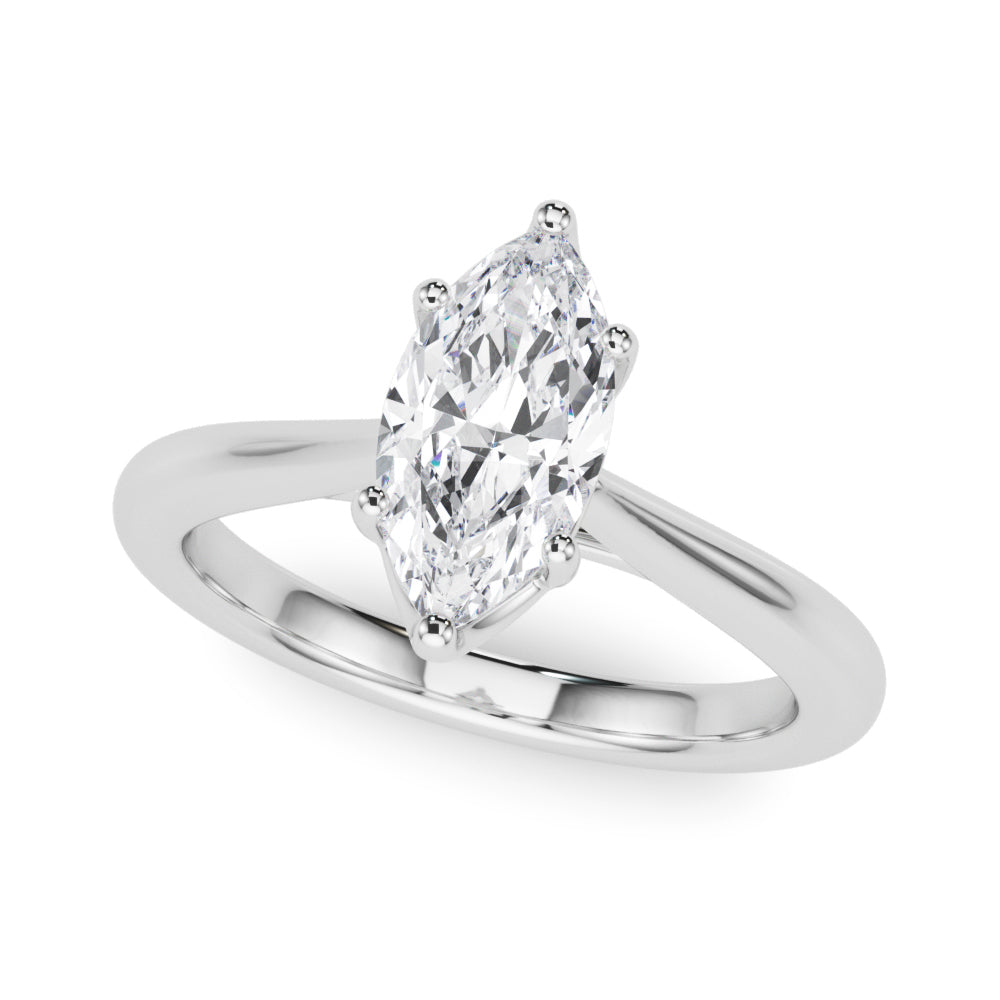 Artisan Solitaire Marquise Diamond Engagement Ring — 9K/18K Gold & Platinum
