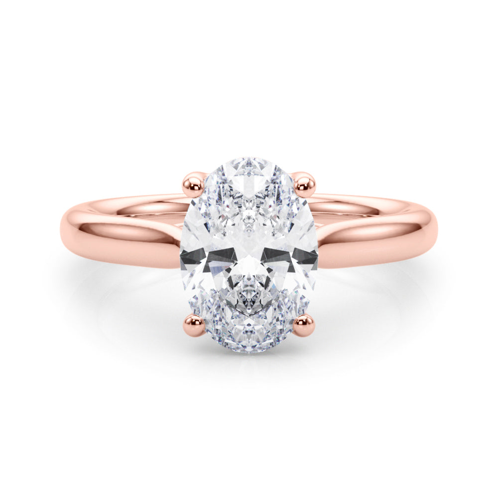Bespoke Solitaire Oval Diamond Engagement Ring — 9K/18K Gold & Platinum