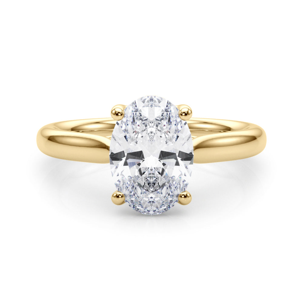 Bespoke Solitaire Oval Diamond Engagement Ring — 9K/18K Gold & Platinum