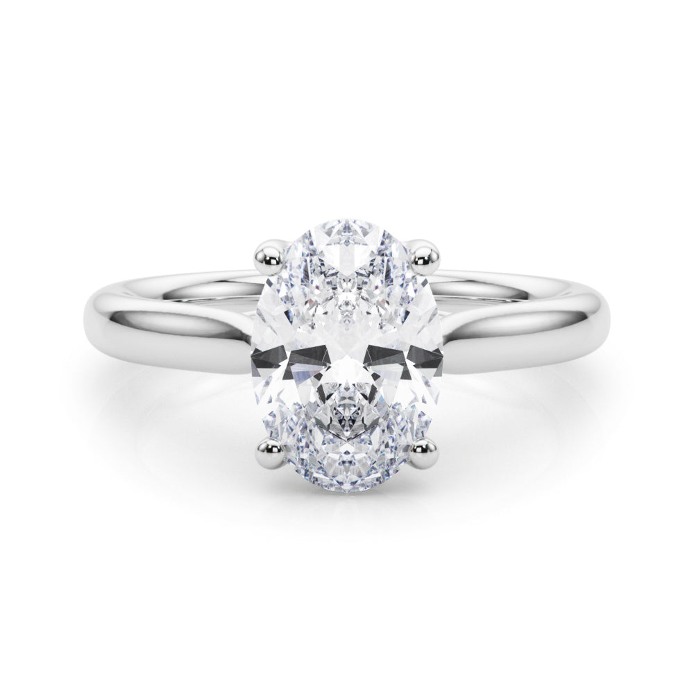 Bespoke Solitaire Oval Diamond Engagement Ring — 9K/18K Gold & Platinum