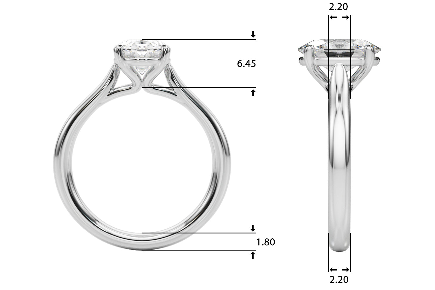 Bespoke Solitaire Oval Diamond Engagement Ring — 9K/18K Gold & Platinum