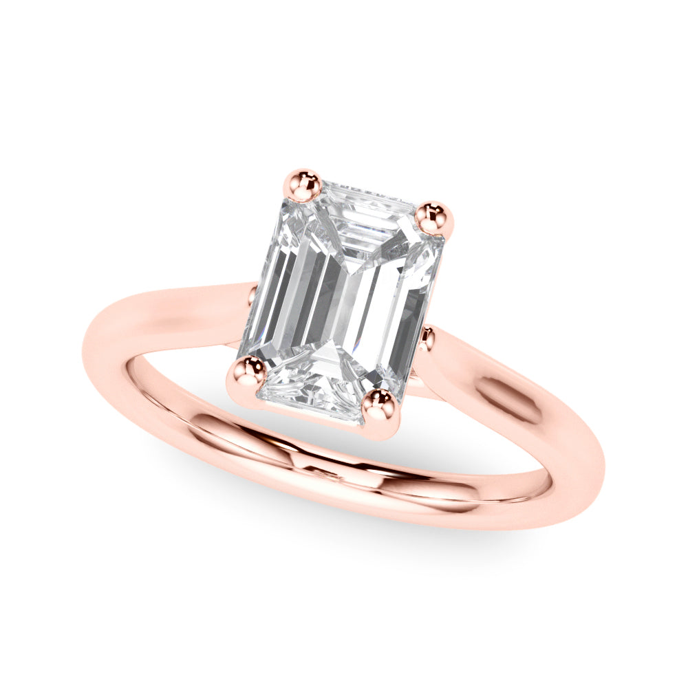 Exquisite Solitaire Cut Emerald Diamond Engagement Ring — 9K/18K Gold & Platinum
